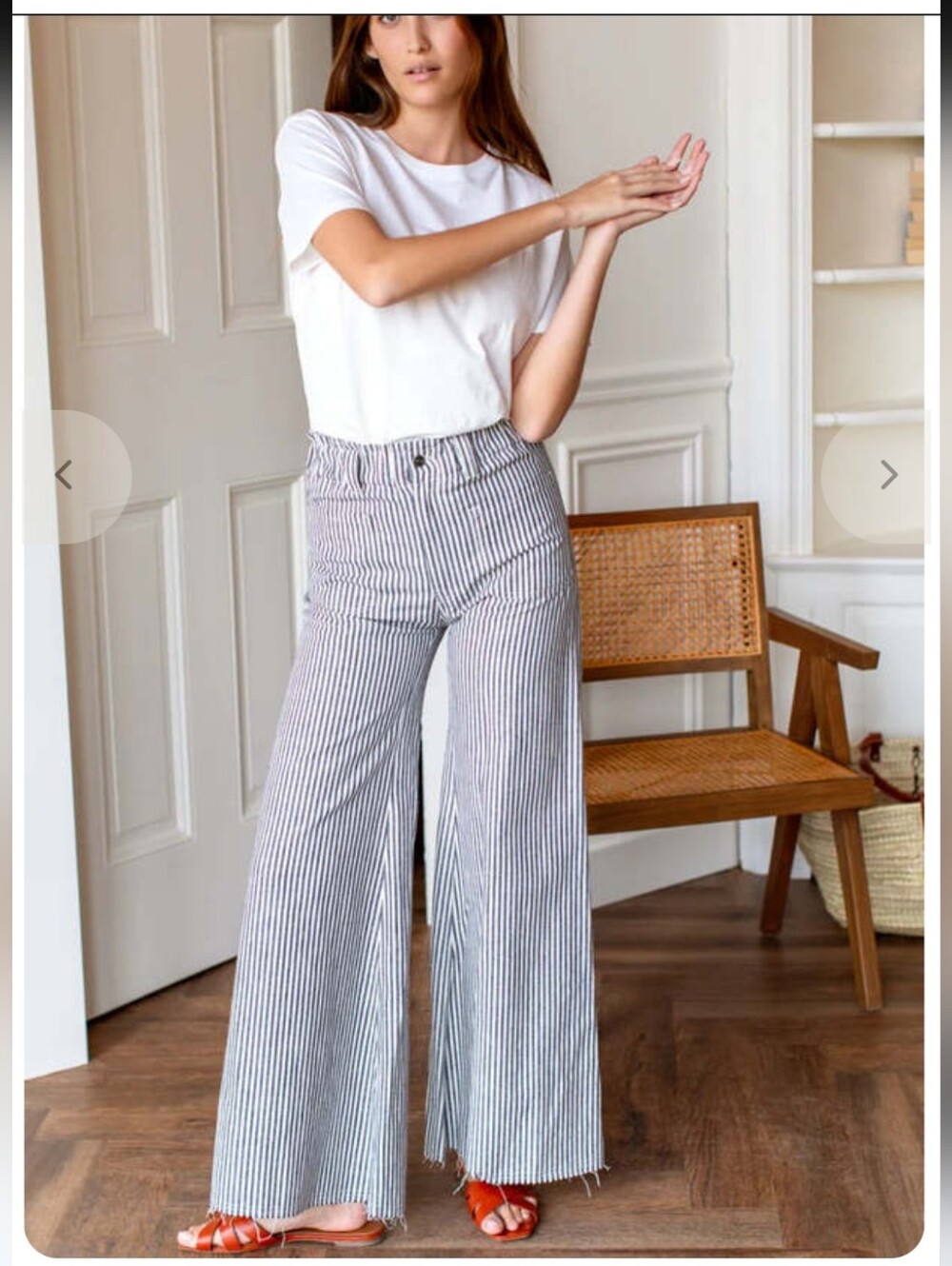 Emerson Fry Nwt Tulip Wide Leg Black/white Natural Strip Size Medium